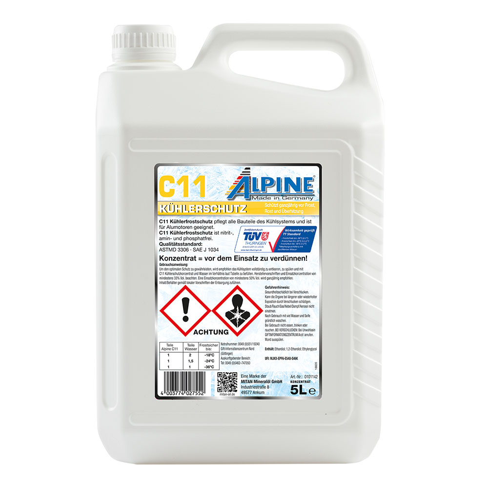 Alpine Kühlerfrostschutz C11 (gelb/hellblau) 5 Ltr. Kanne