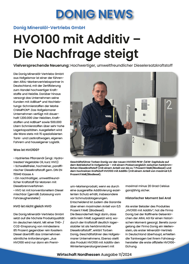 HVO100 mit Additiv - Die Nachfrage steigt (Bericht der IHK)