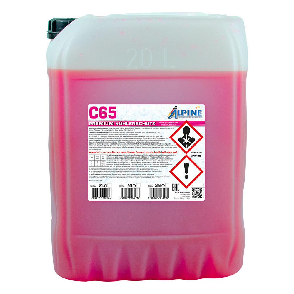 Alpine Kühlerfrostschutz C65 (pink) 20 Ltr. Kaniste